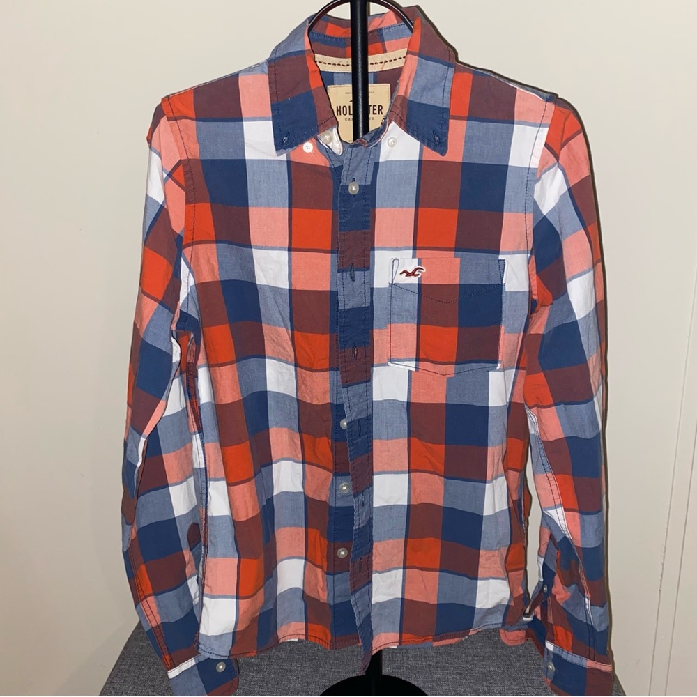 Hollister Vintage Y2K Men's Bold Plaid Button-Down Shirt Size Medium